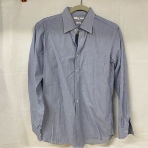 Uniqlo Men's Blue Pinstripe Dress Shirt Slim Fit Medium